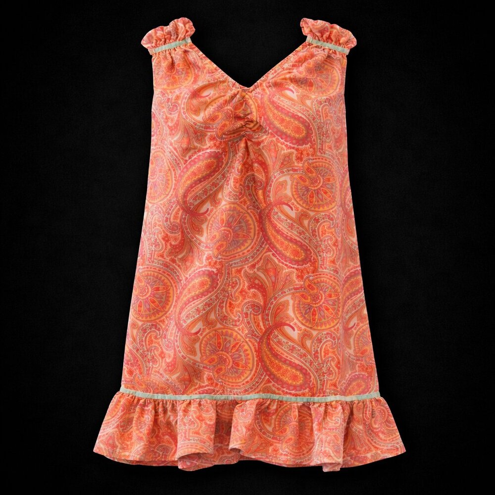 Sundance Women Boho Cottagecore‎ Paisley Prairie Flowy Ruffled Tent Dress Size L